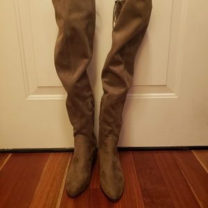 ALDO Over-The-Knee Dark Camel/Tan Boot, Block Heel